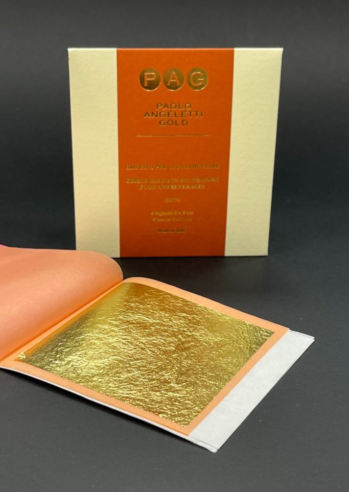 Oro alimentare in foglietti 8x8 confezione da 4 foglietti